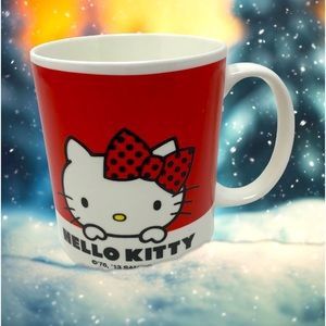 Hello Kitty Red Ceramic Mug Polka Dot Bow Sanrio Coffee Cup
